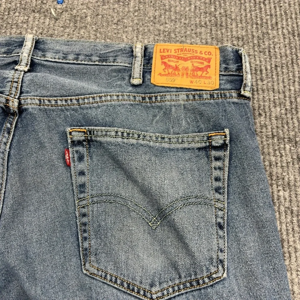Levi's‎ Jeans Mens 40x30 Blue 100% Cotton 559 Relaxed Straight Frayed Hem Casual